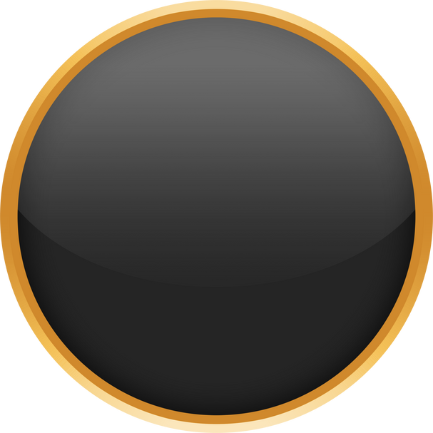 Black Button with Gold Frame. Gold Button.